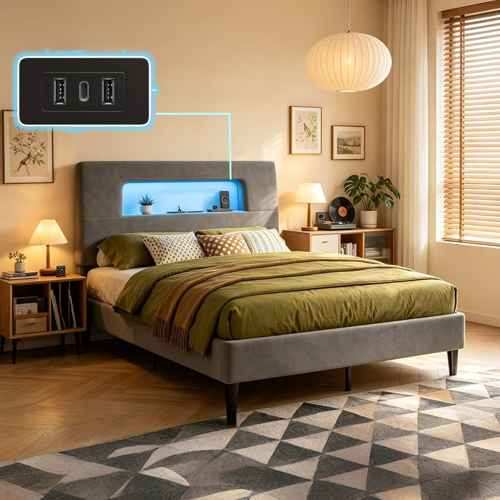 king queen full twin bed frame velvet material soft - Temu