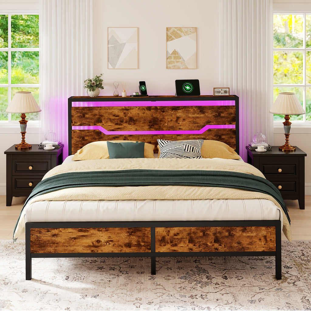 rustic farmhouse king bed frame headboard   - Temu