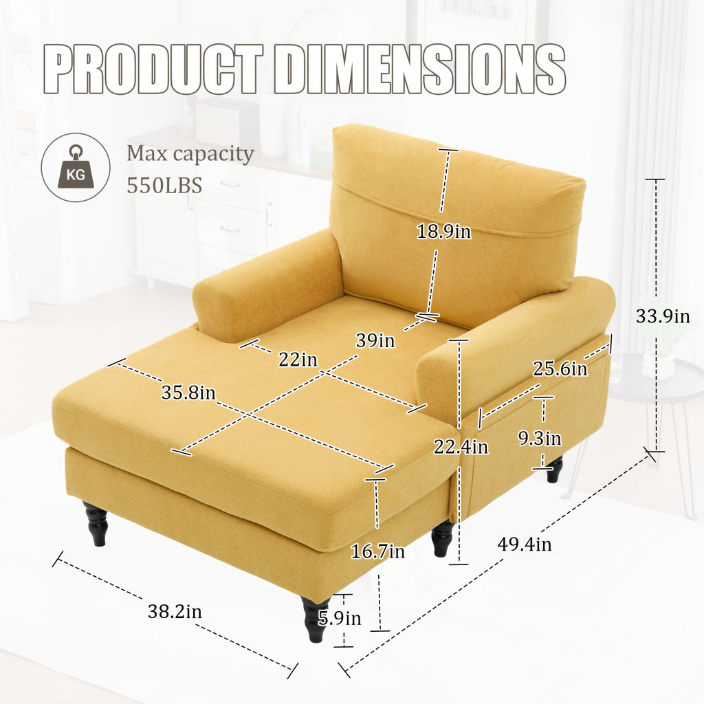 modern chenille chaise lounge comfortable backrest armrests - Temu