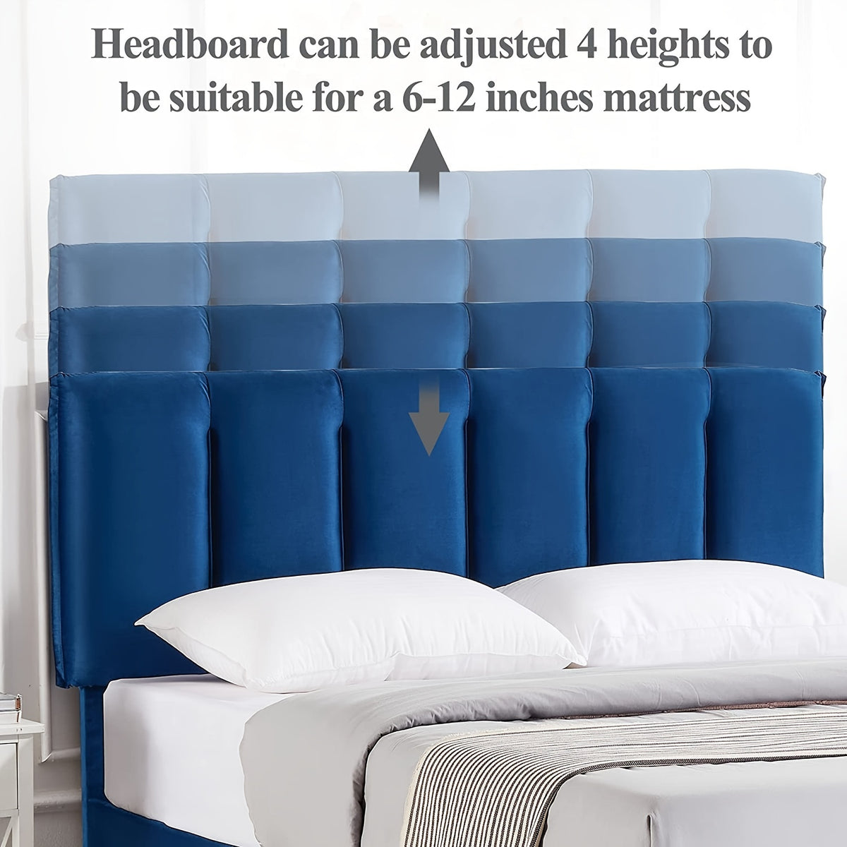 modern upholstered platform bed frame adjustable fabric - Temu