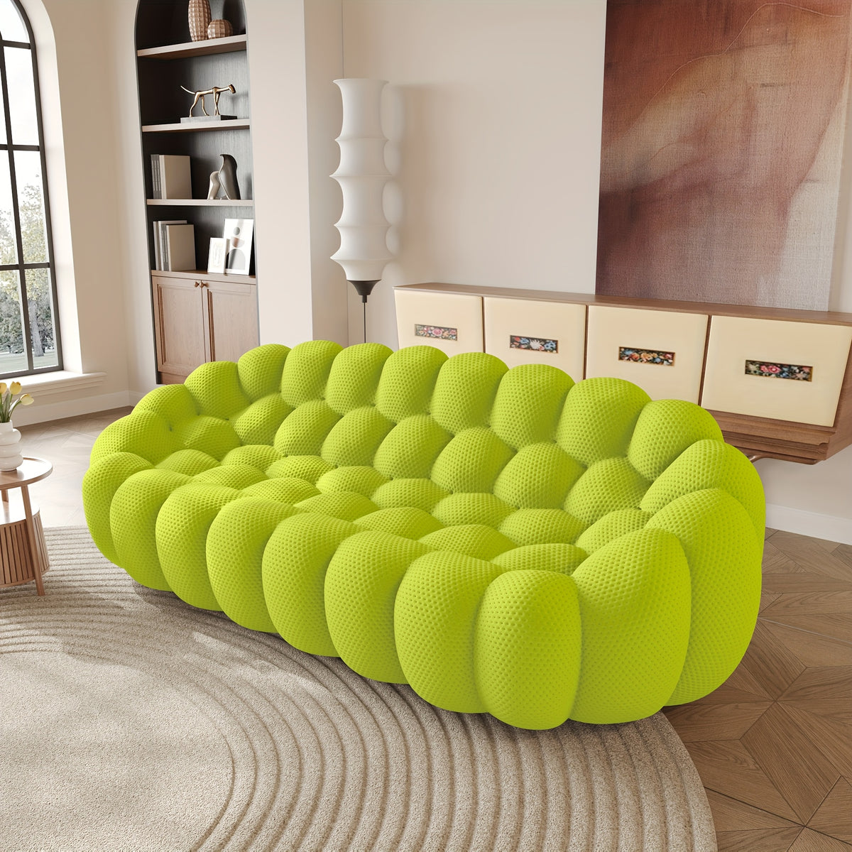 100 03 modern upholstered curved sofa 3 seater mesh fabric - Temu