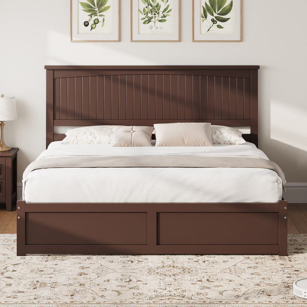 solid wood storage bed frame 50 tall headboard   century - Temu
