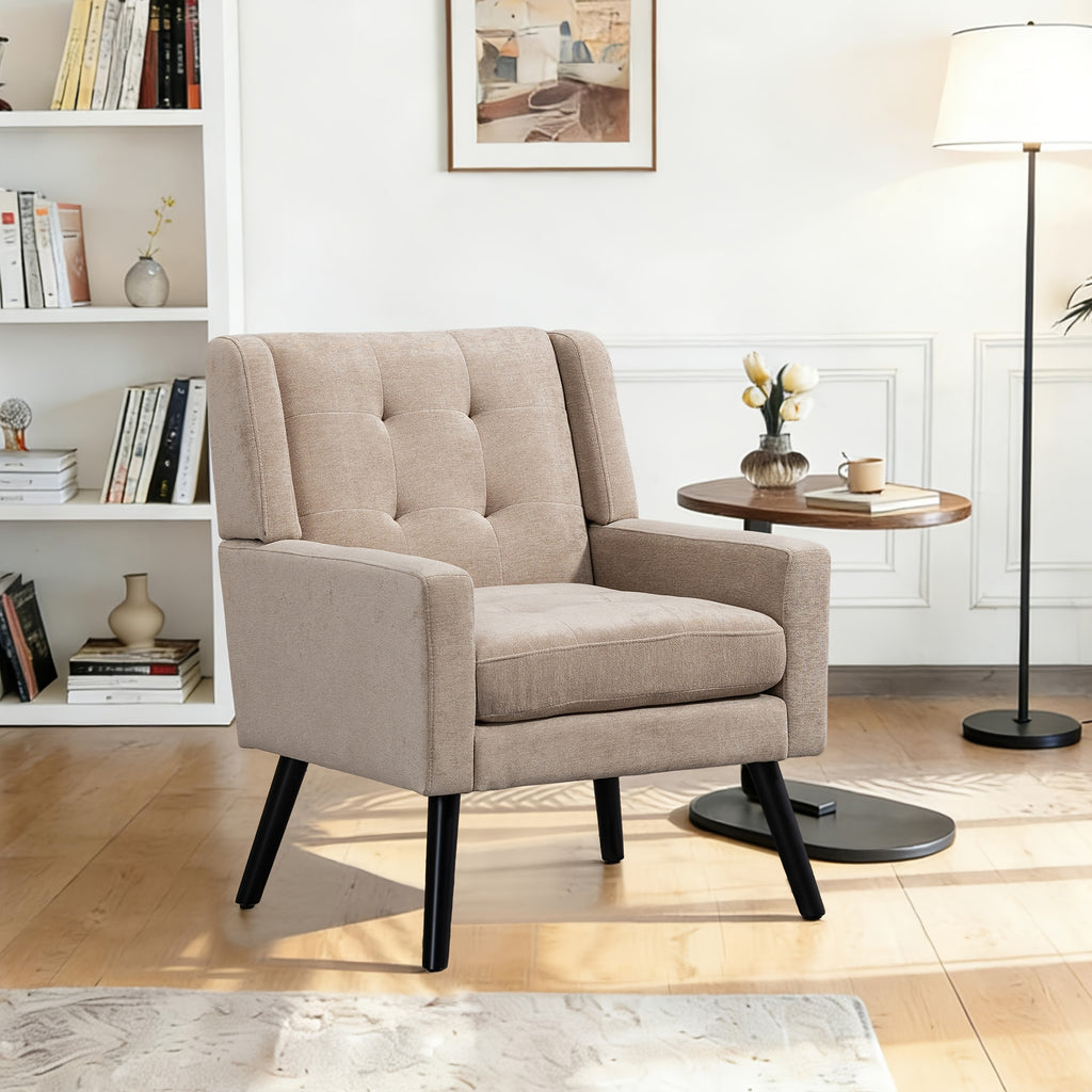 century modern tufted accent chair ergonomic back chair - Temu