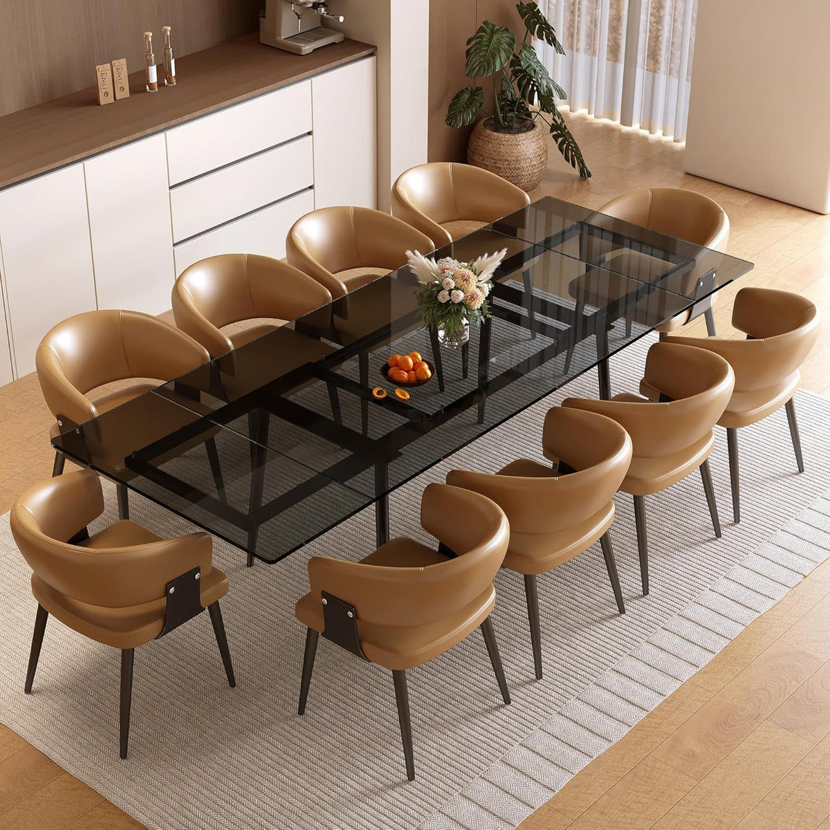 62 99 94 48 extendable dark tempered glass dining table - Temu