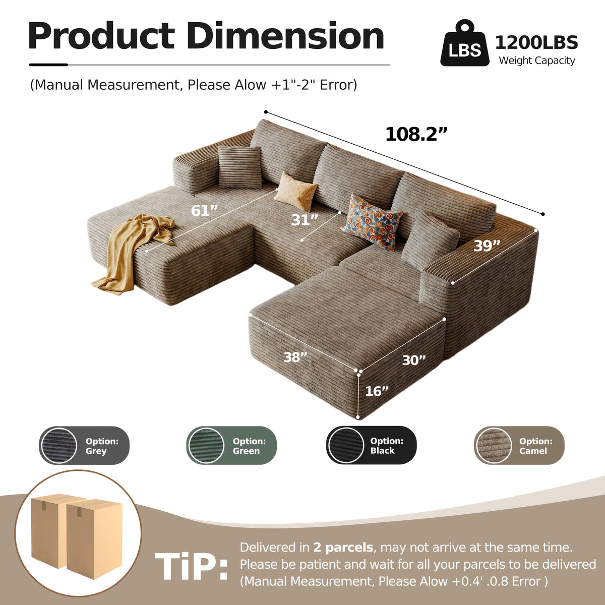 u l shaped corduroy modular sectional sofa bed vacuum - Temu