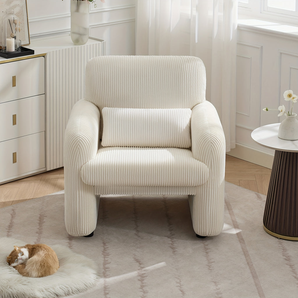 corduroy fabric accent chair modern upholstered living room - Temu