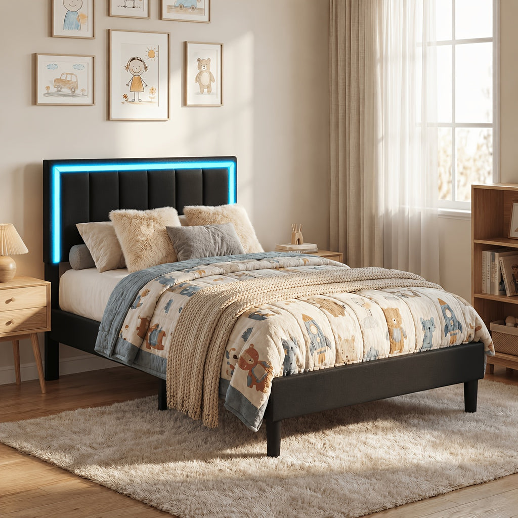twin size bed frames pu leather metal twin bed frame - Temu