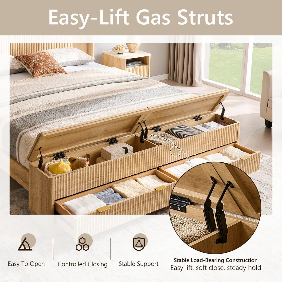space saving upholstered platform bed in king queen sizes - Temu