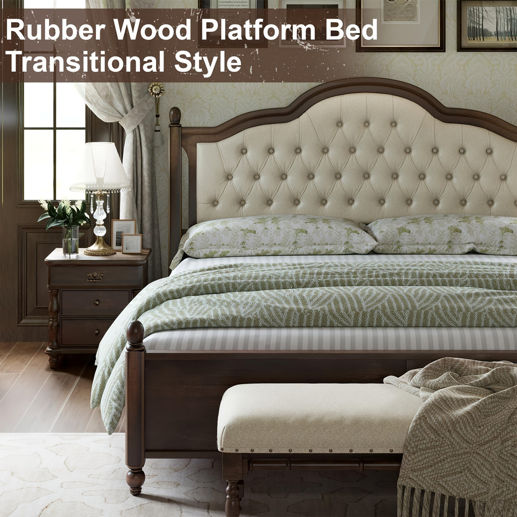 a sturdy wooden bed frame featuring a stylish platform - Temu