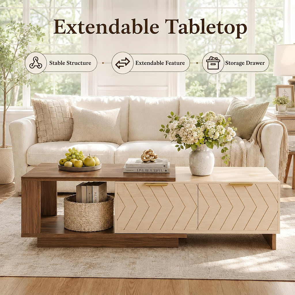 42 65 extendable coffee table storage   century modern - Temu
