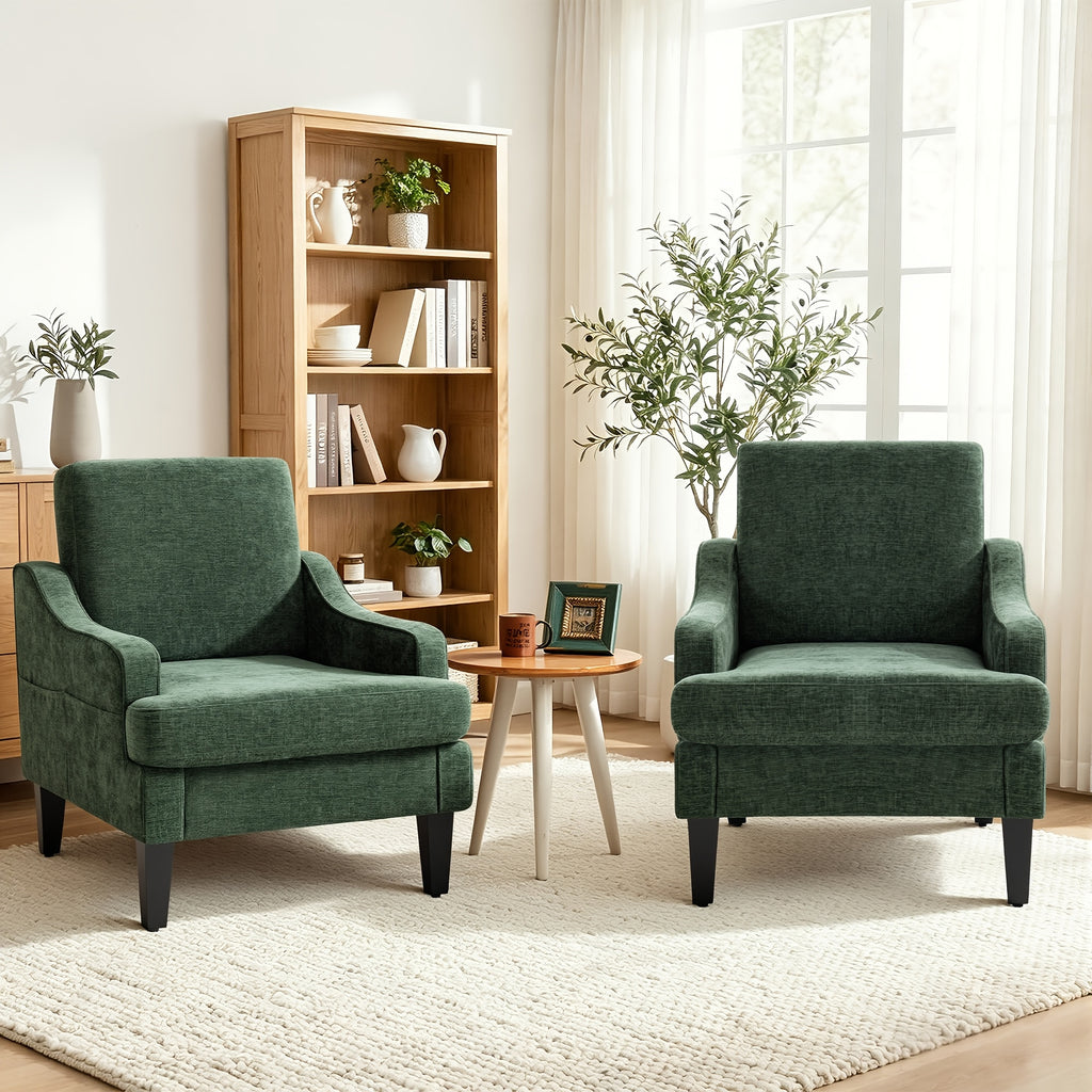 set 2 upholstered accent armchairs   chenille - Temu