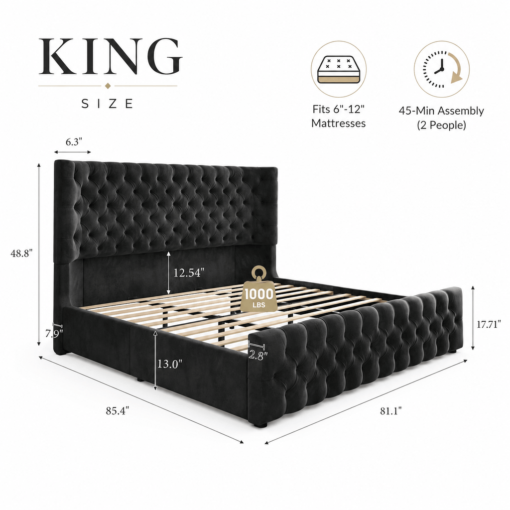 king size   upholstered bed frame tall - Temu