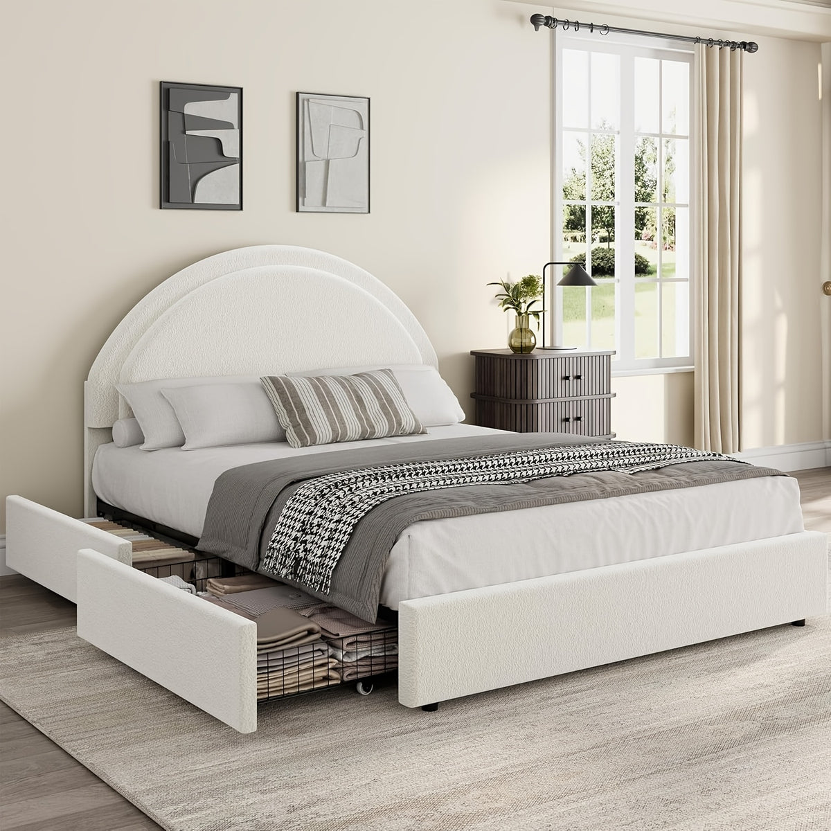 2026 lamb fleece comfortable semi circular low profile bed 2 - Temu