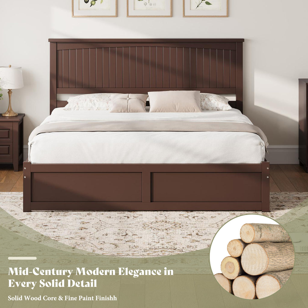solid wood storage bed frame 50 tall headboard   century - Temu