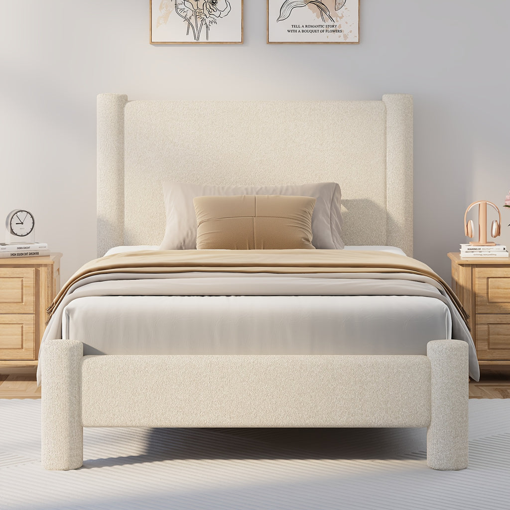 soft boucle upholstered bed frame headboard twin full queen - Temu