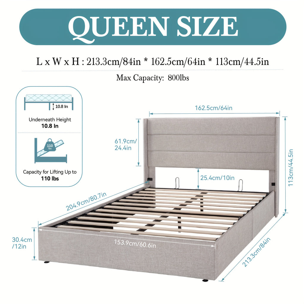 full queen king size lift storage upholstered - Temu
