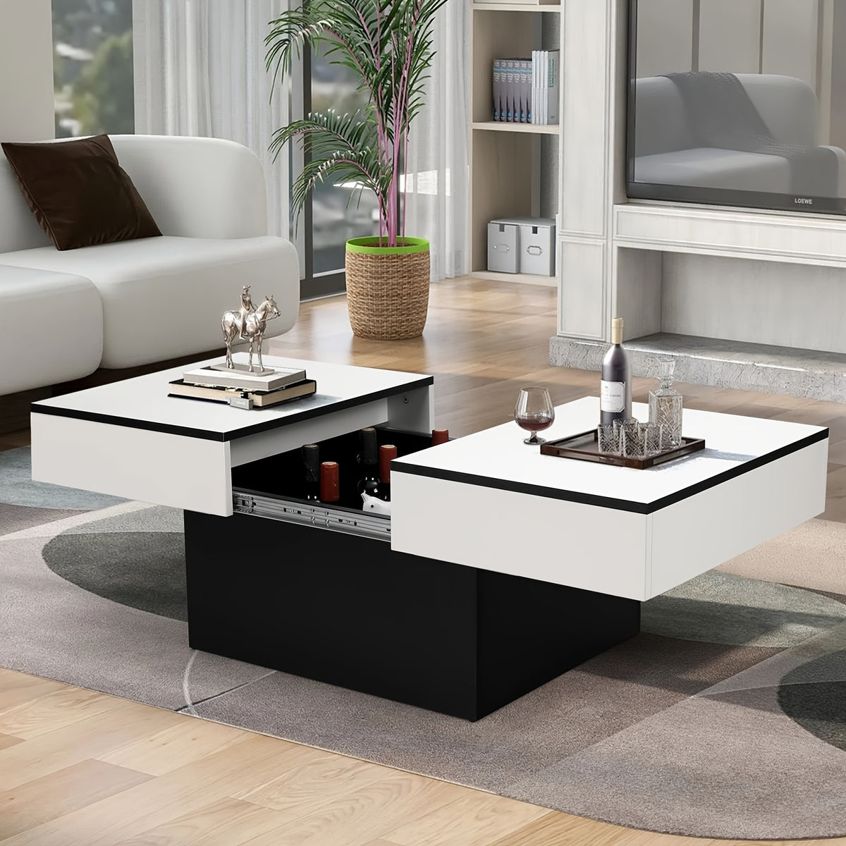37 5 50 8 extendable coffee table storage high gloss   - Temu