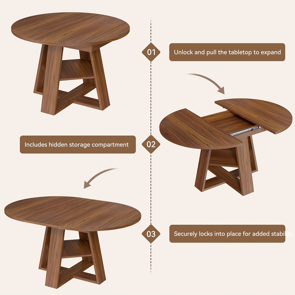5pcs modern extendable oval dining table set suitable 4 - Temu