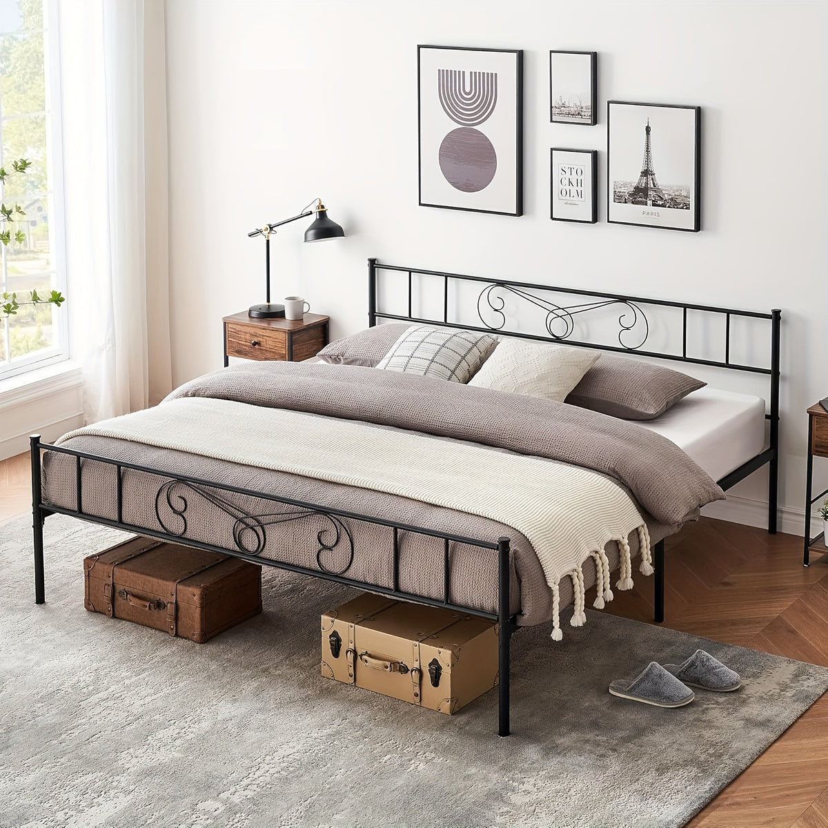 bed frame platform headboard footboard bed frame mattress - Temu