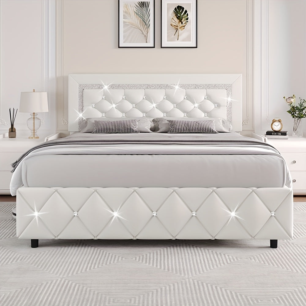 twin full queen king bed frame padded platform bed - Temu
