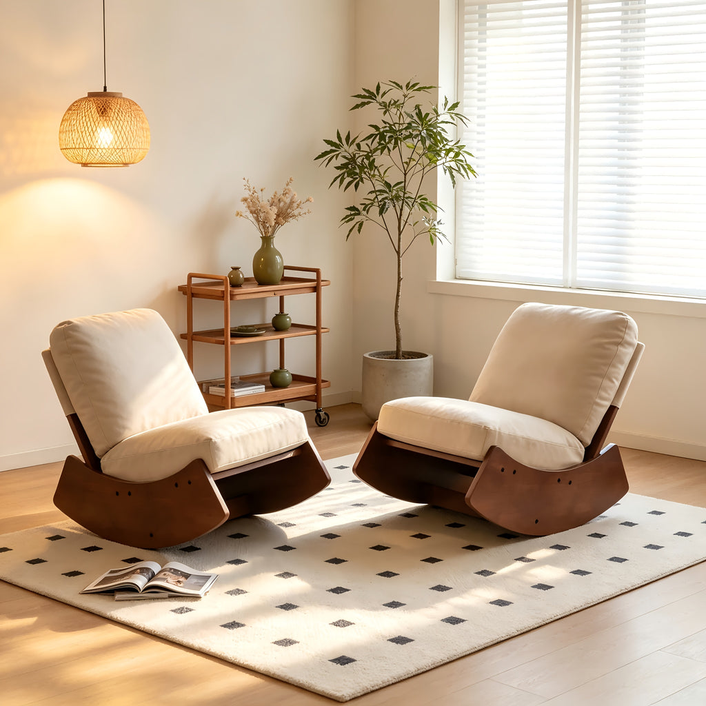 solid wood rocking accent chair faux leather upholstered - Temu