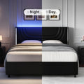 twin full queen size bed frame led lights faux leather - Temu