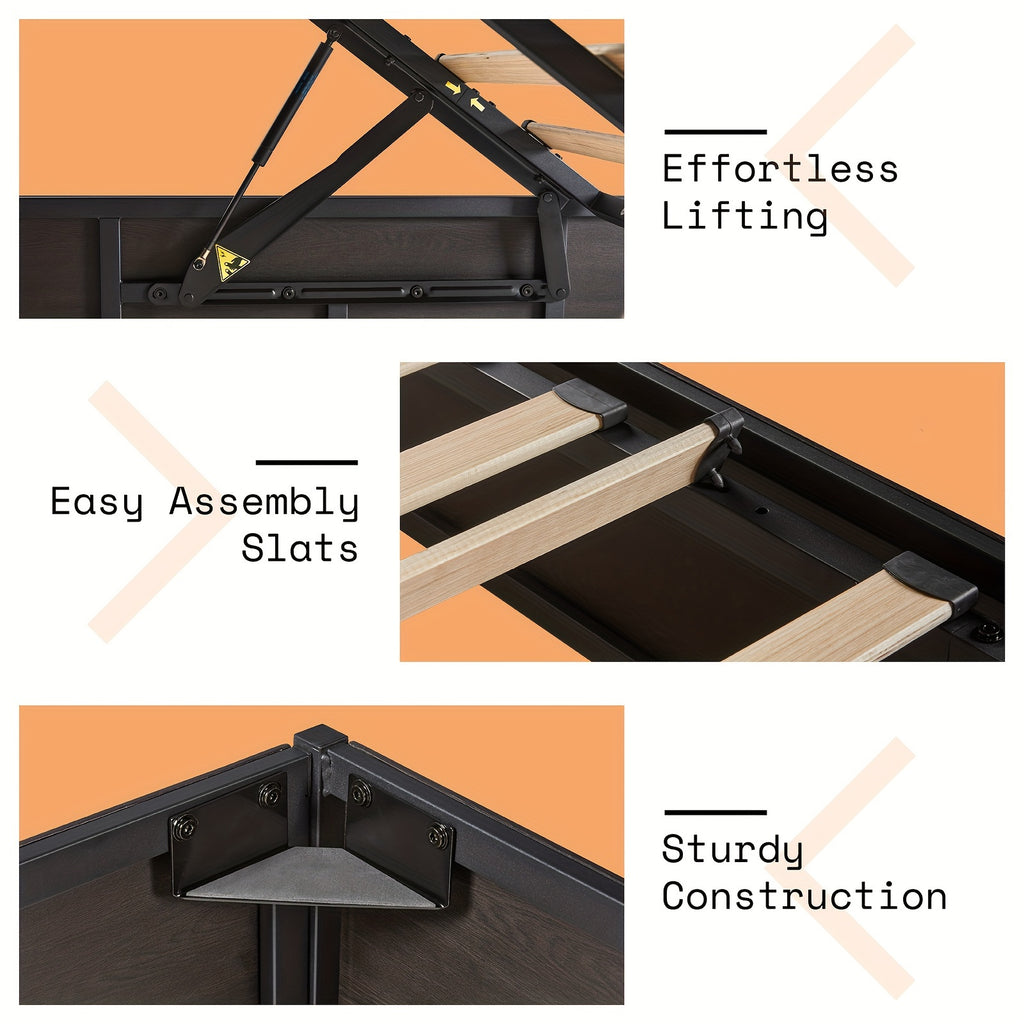 lift storage bed storage underneath wooden platform bed - Temu