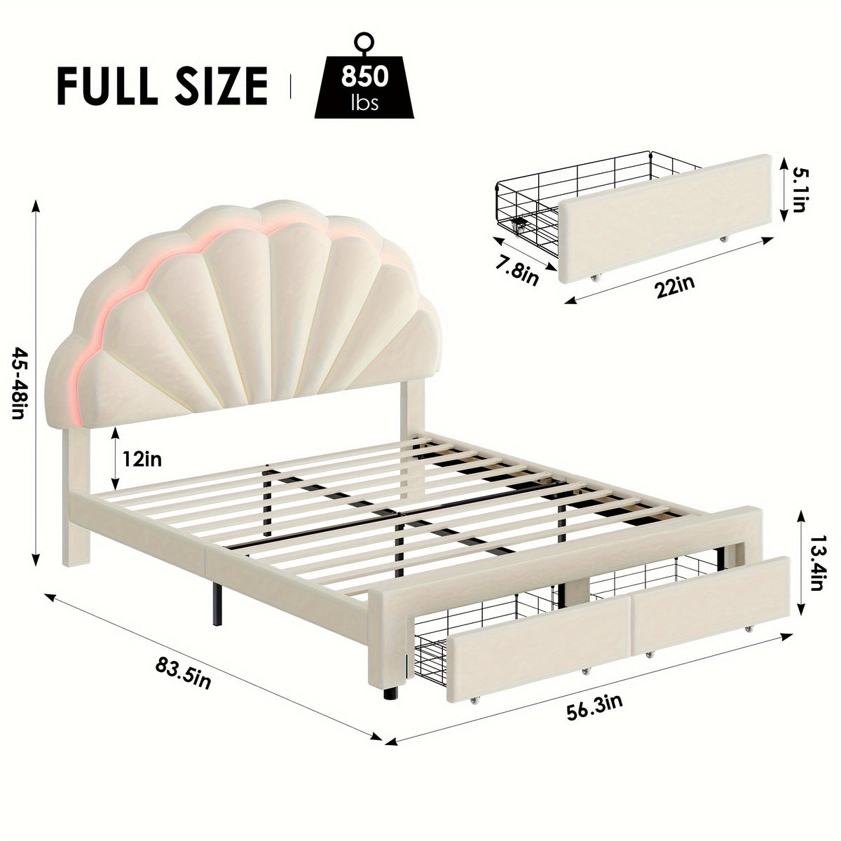 fultru led bed frame featuring a   storage drawer - Temu