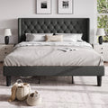 classic bed frame button tufted wingback headboard - Temu