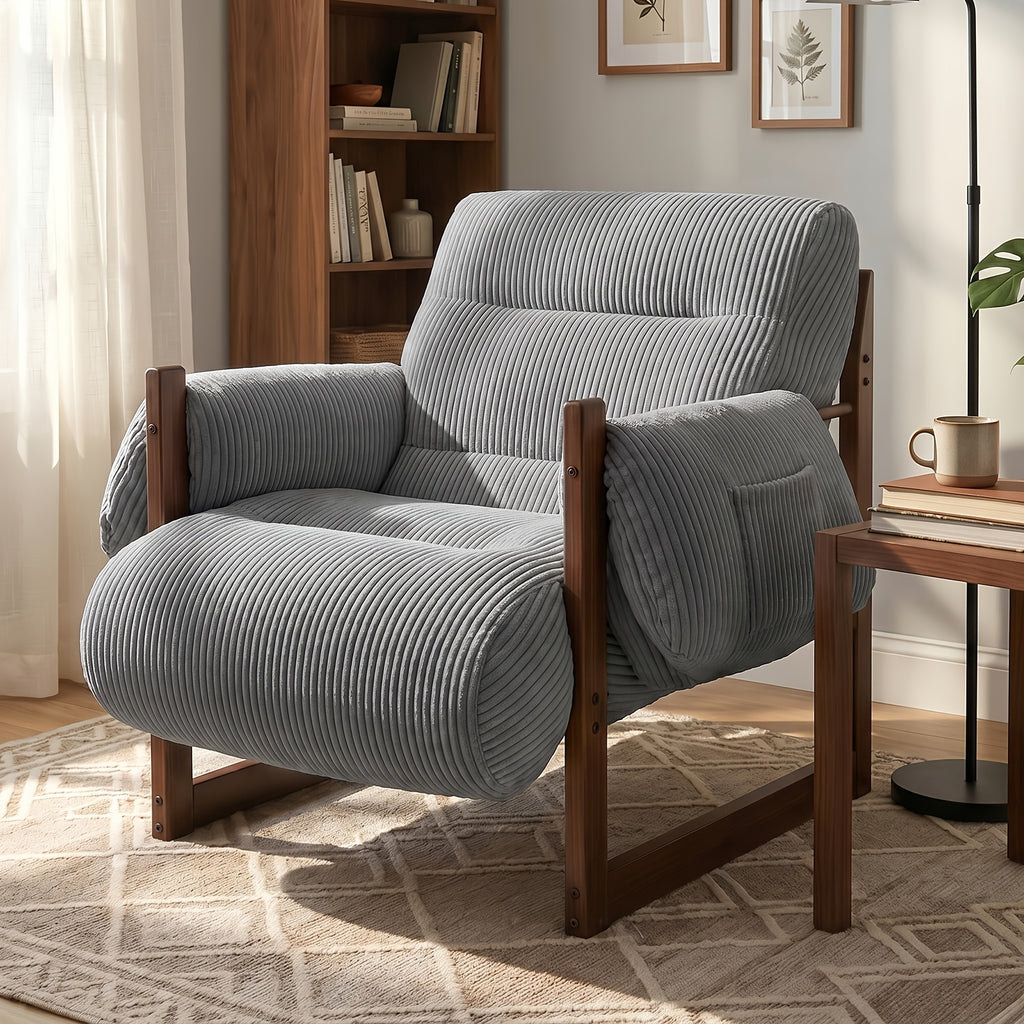 modern accent chair armrest storage pockets full body - Temu