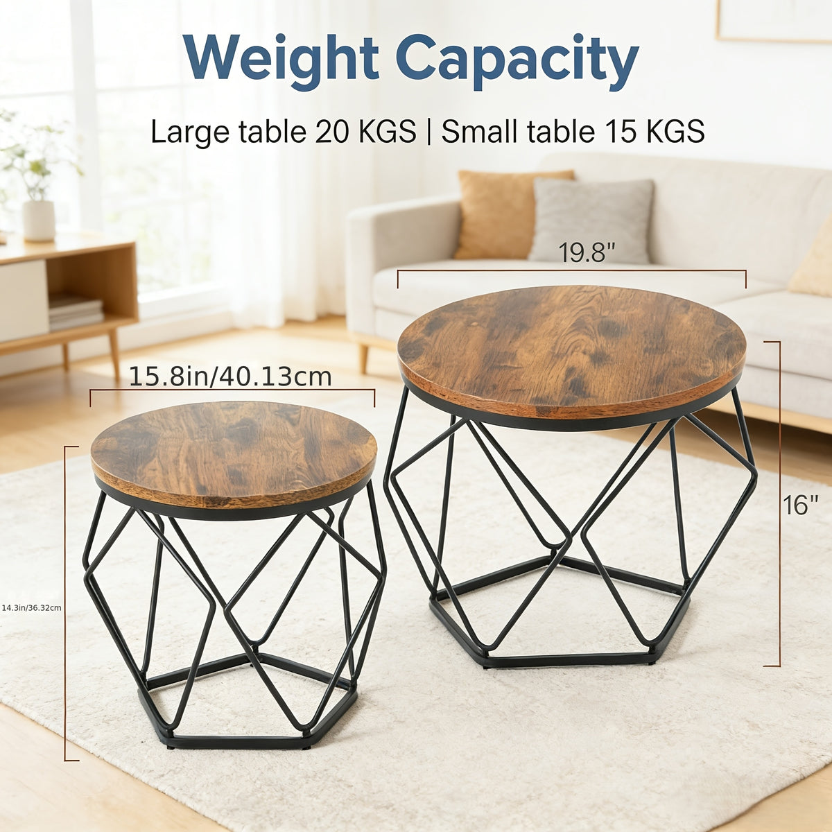 set 2 round multi purpose side tables small coffee end - Temu