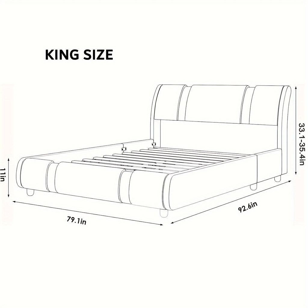 contemporary platform bed frame made faux leather featuring - Temu