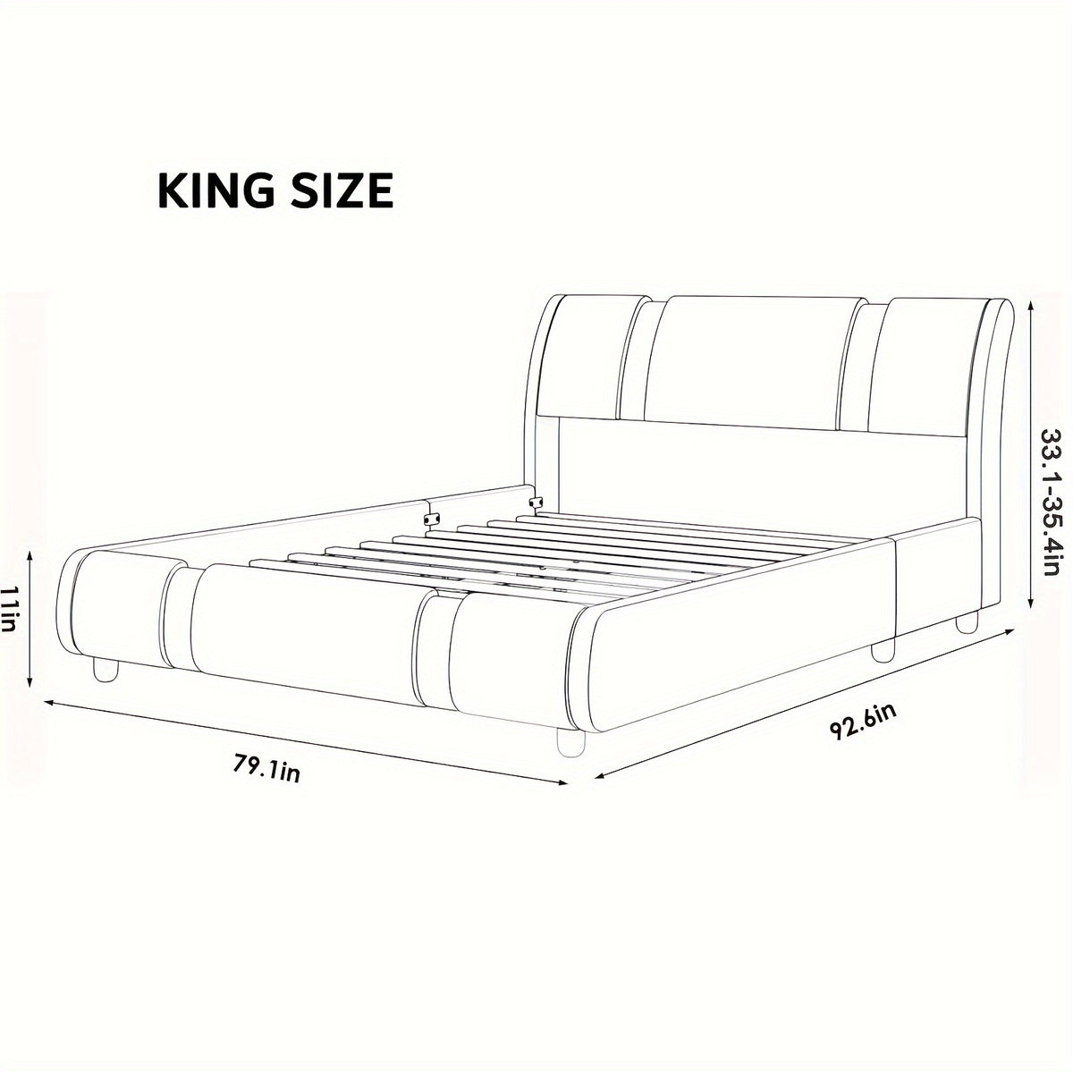 contemporary platform bed frame made faux leather featuring - Temu