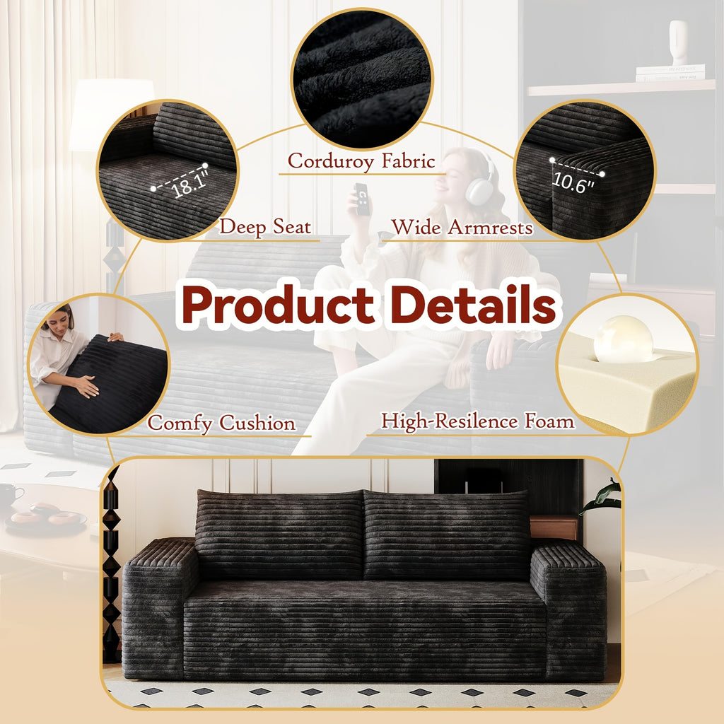 63 78 8 cloud loveseat sofa modern corduroy 2 seater couch - Temu