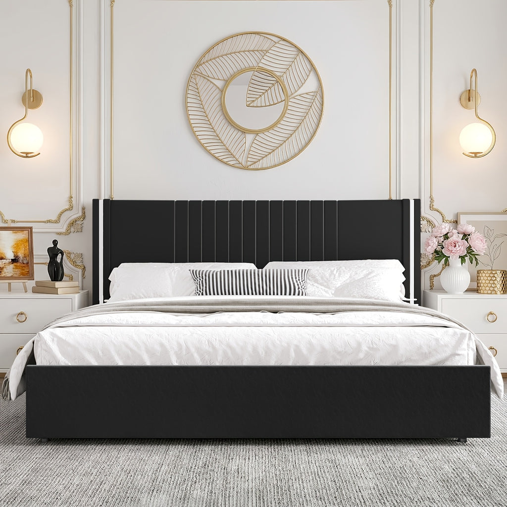 full queen king bed size frame velvet upholstered - Temu
