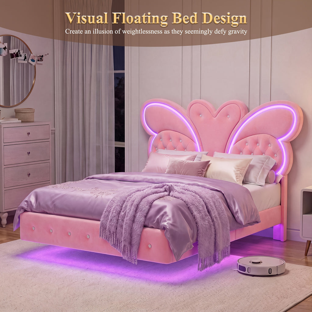 full size bed frame led headboard button tufted   - Temu