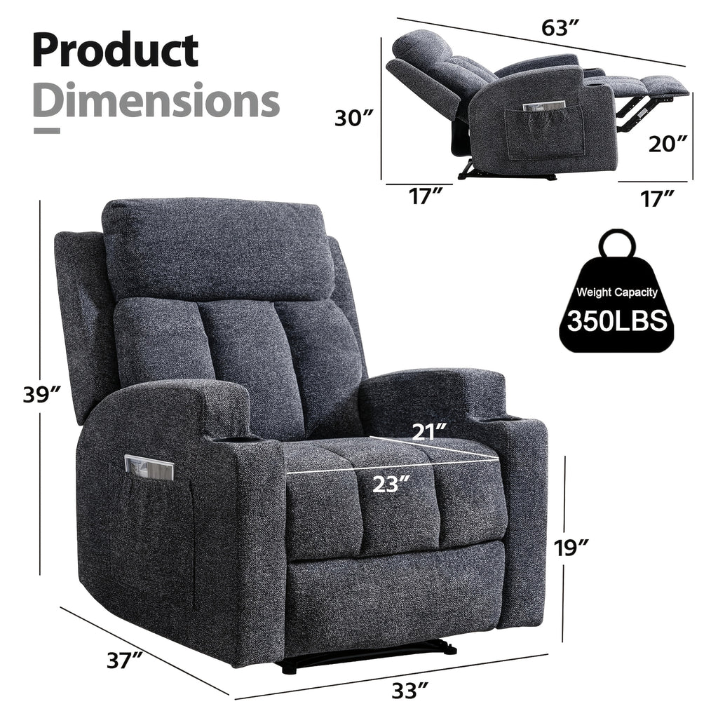 manual recliner chair massage heat soft fabric   - Temu