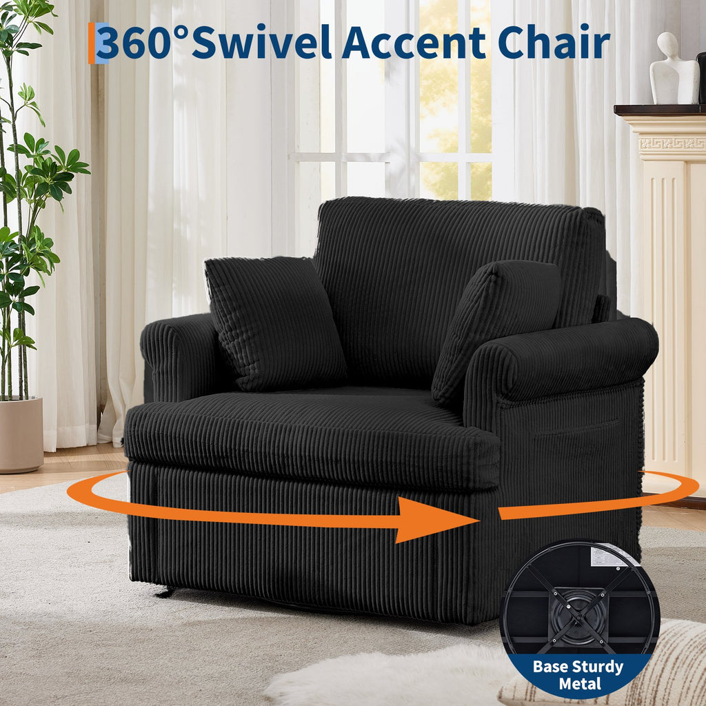 modern 360 swivel armchair 2 pillows accent lounge reading - Temu