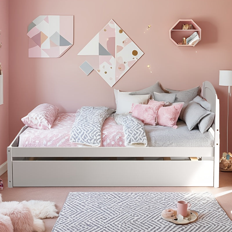 twin bed trundle wood bed frame headboard footboard wood - Temu