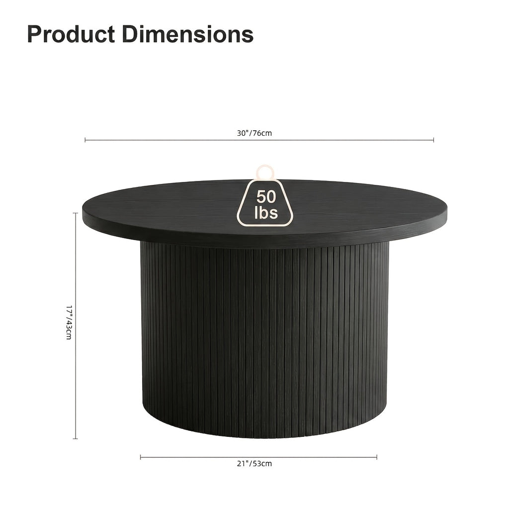 30 round coffee table modern fluted coffee table wood center - Temu