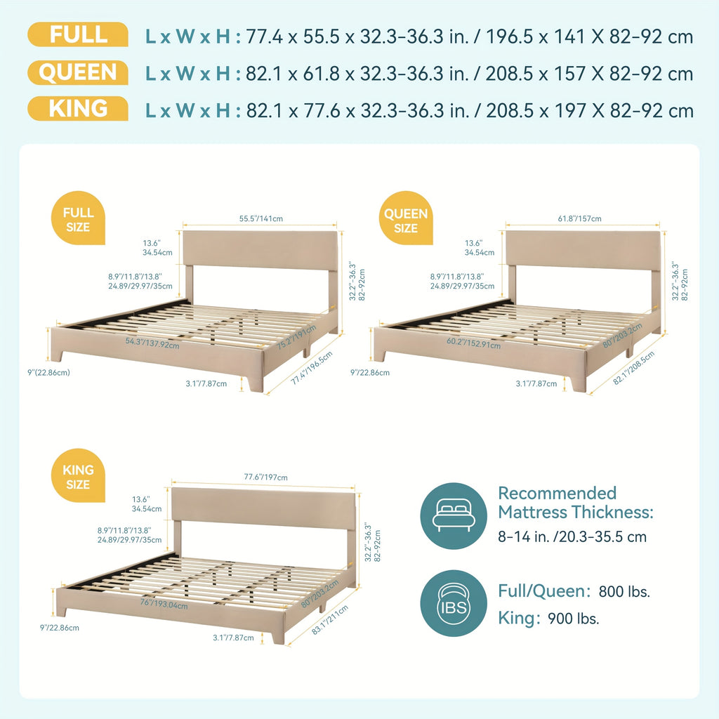 upholstered platform bed in full queen king sizes an - Temu