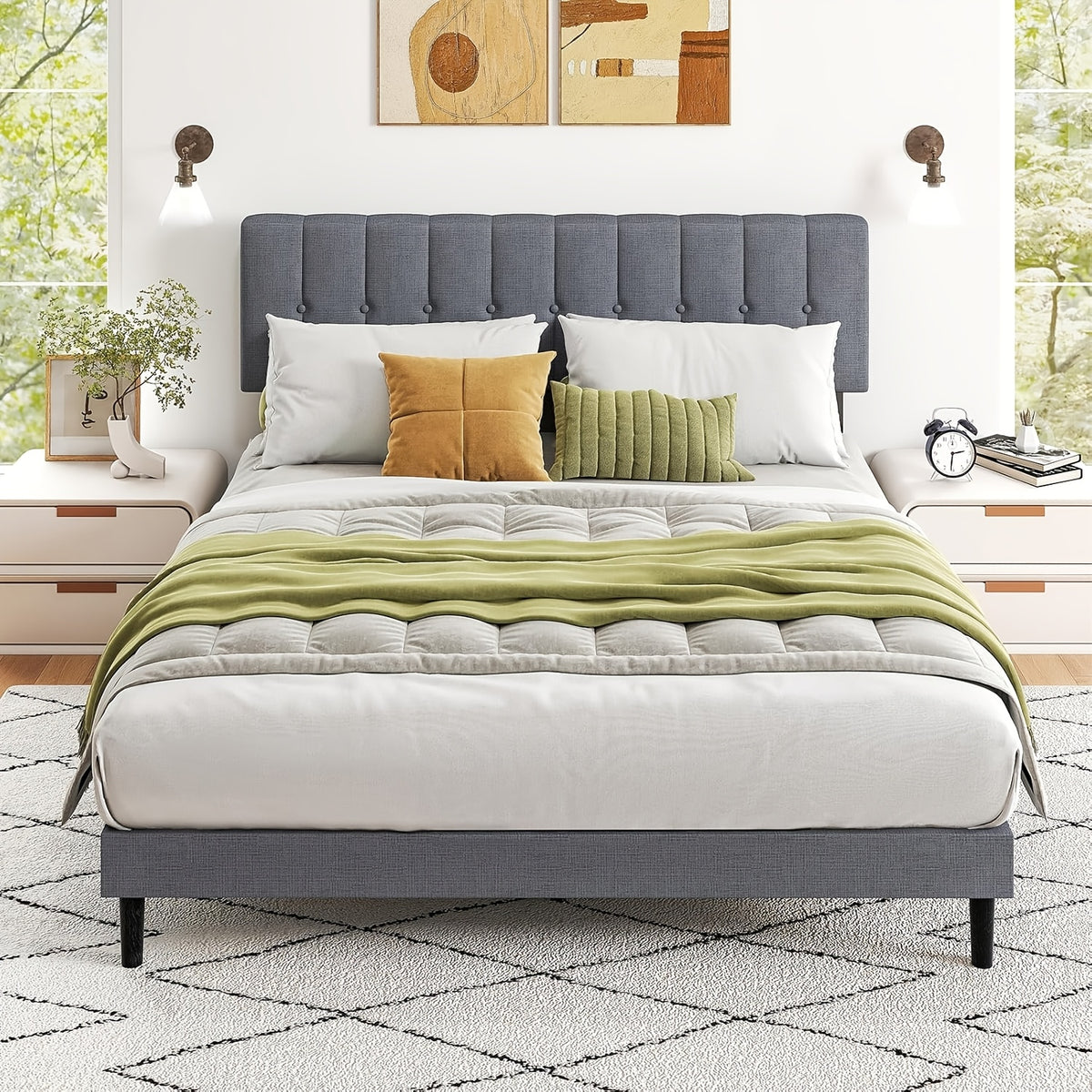 bed frame headboard platform bed frame king size bed frame - Temu