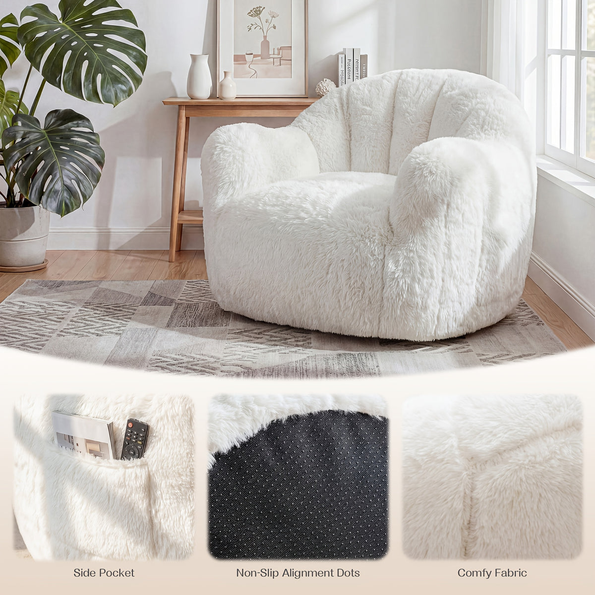fluffy   bag chair armrests   - Temu