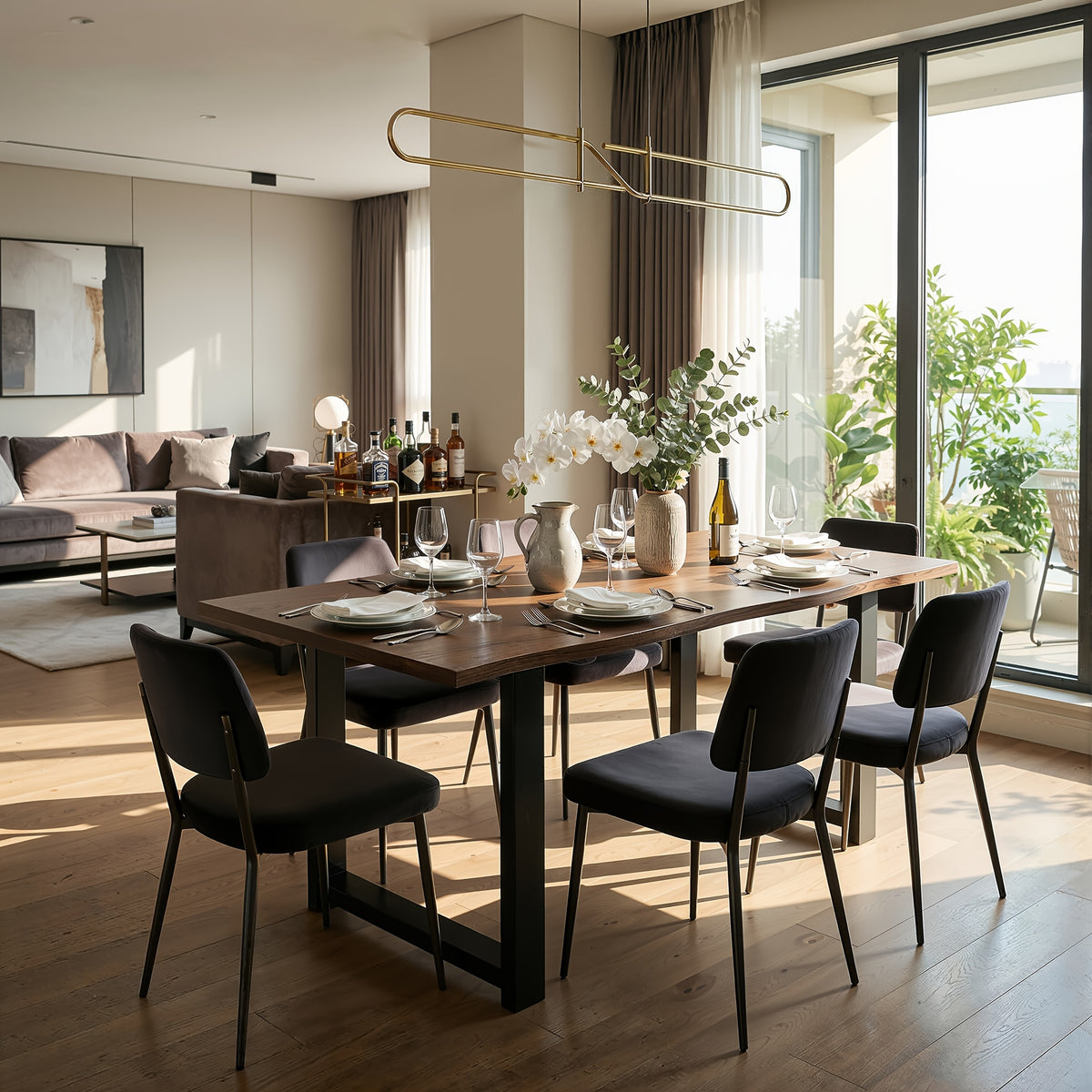 modern 6 person solid wood dining table large dining table - Temu