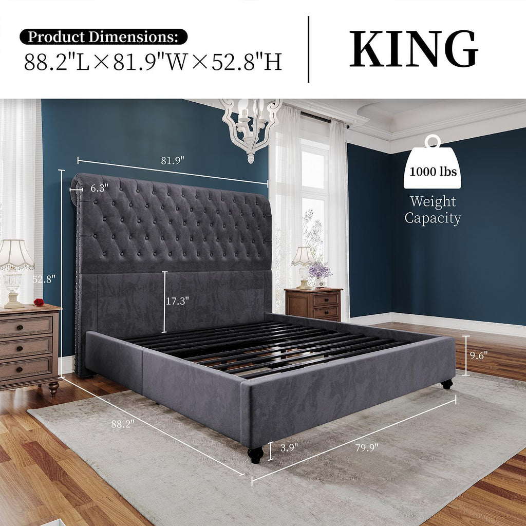 upholstered platform bed frame 52 8 inch sleigh - Temu