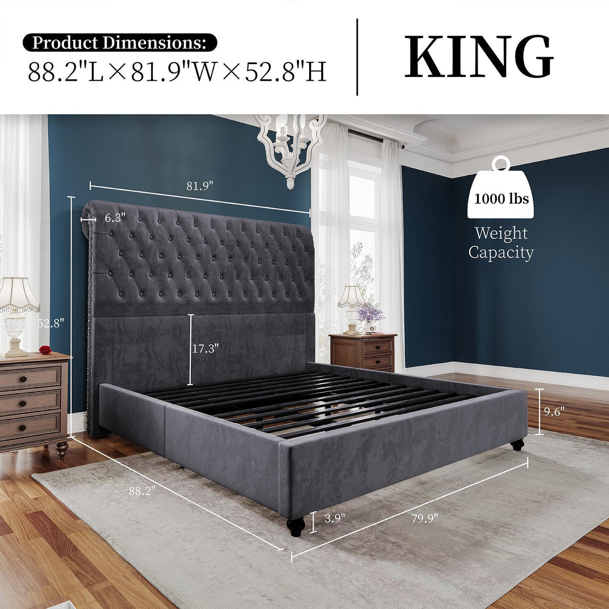 upholstered platform bed frame 52 8 inch sleigh - Temu