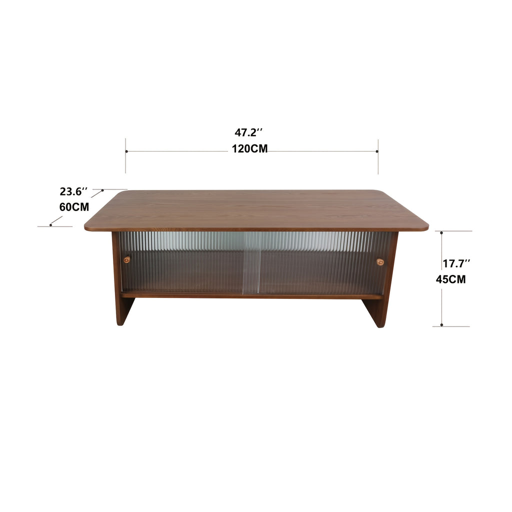 47 inch modern minimalist coffee table glass sliding door - Temu