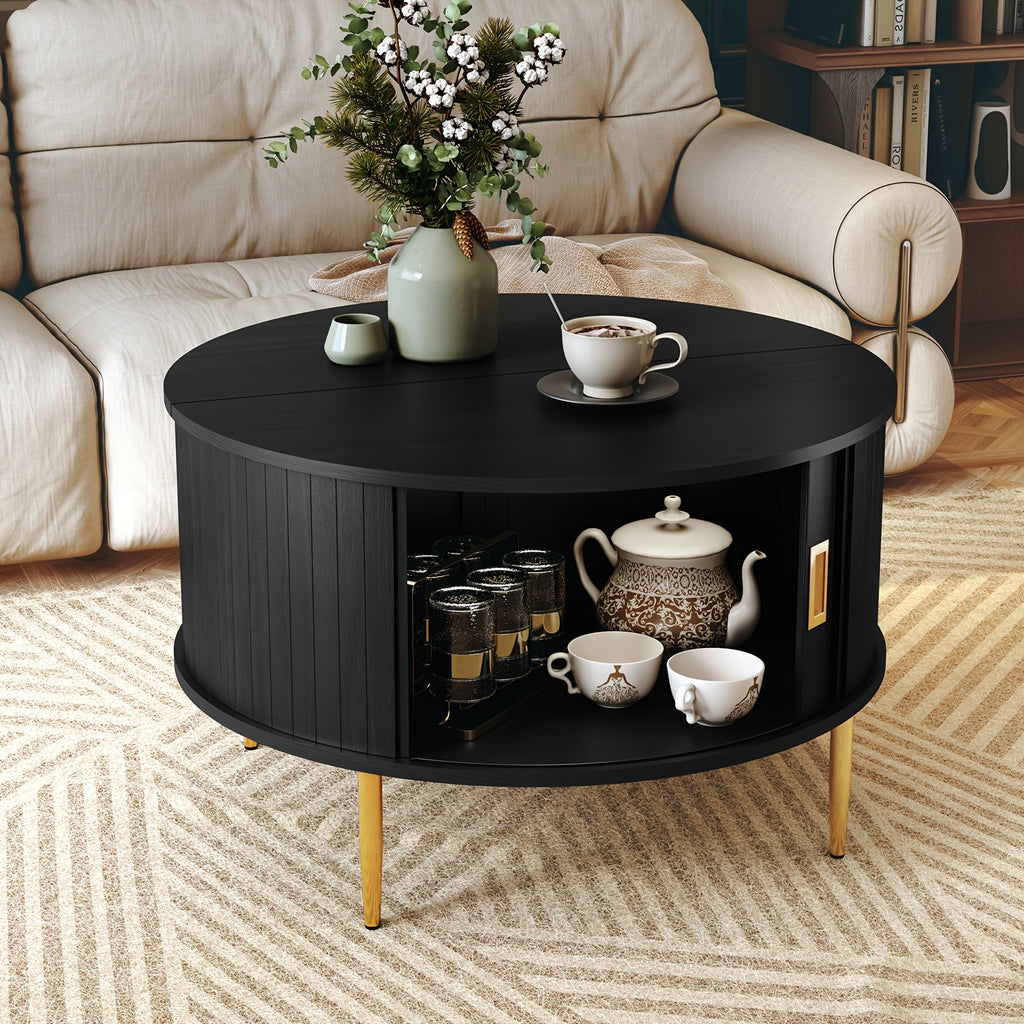 31 7 coffee table curved sliding door round coffee table - Temu