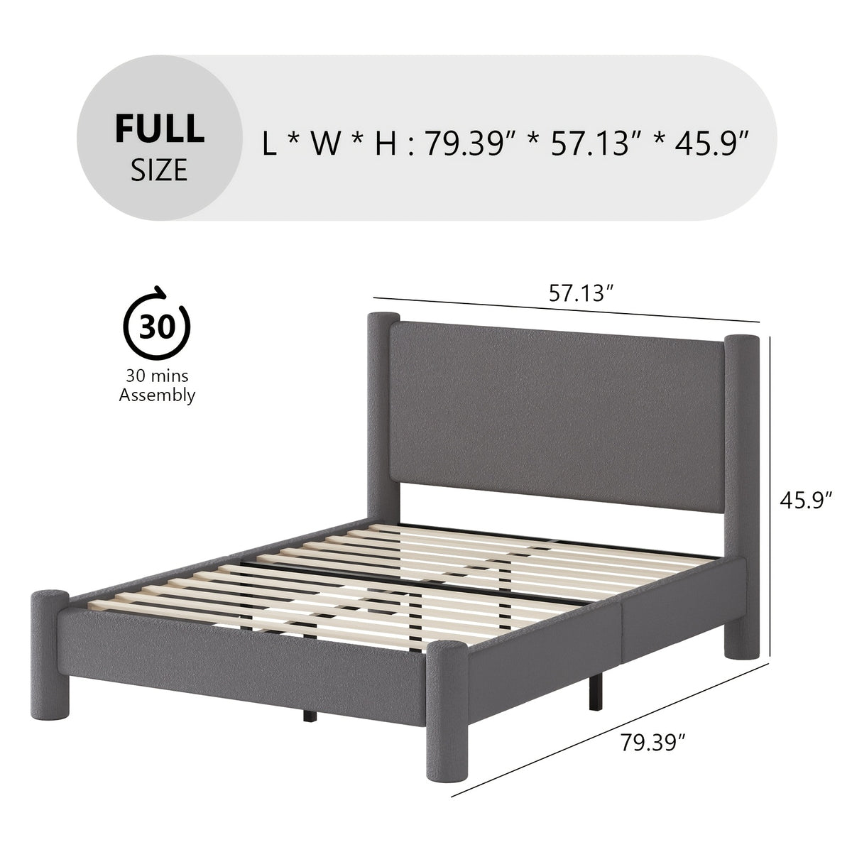soft boucle upholstered bed frame headboard twin full queen - Temu