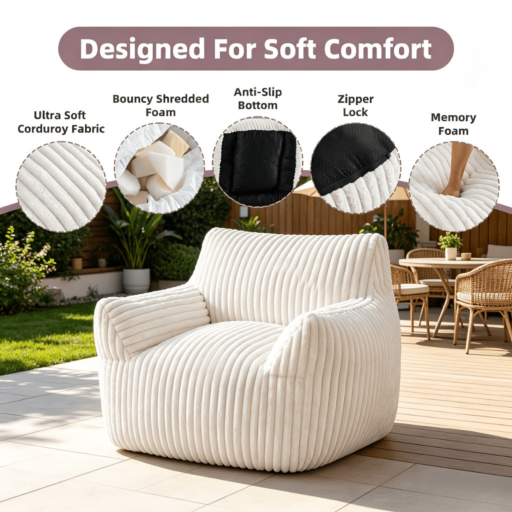 plush bean   chair cozy fluffy single   couch armrests - Temu